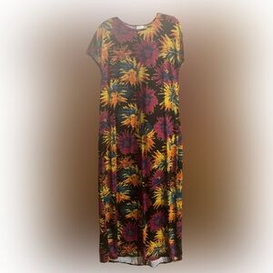 LuLaRoe Multicolor Abstract Floral Dani Dress-XL